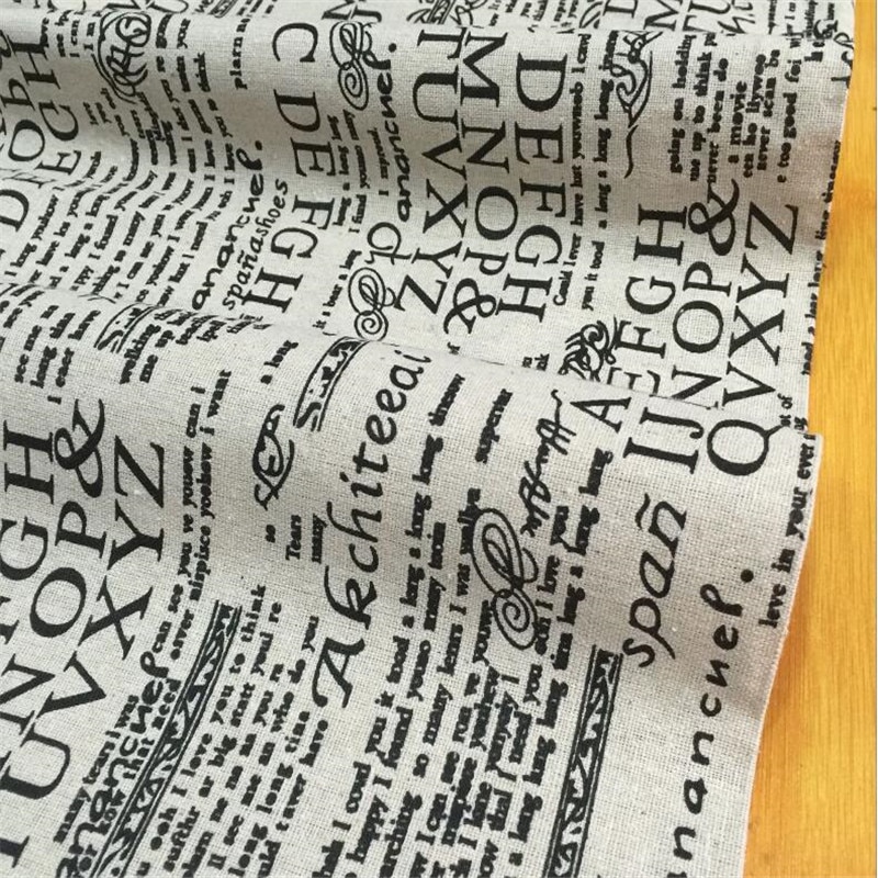 Telas Sewing Cotton Linen Fabric Newspaper Printed Linen Cotton Patchwork Fabric DIY Quilting Material For Photo Background