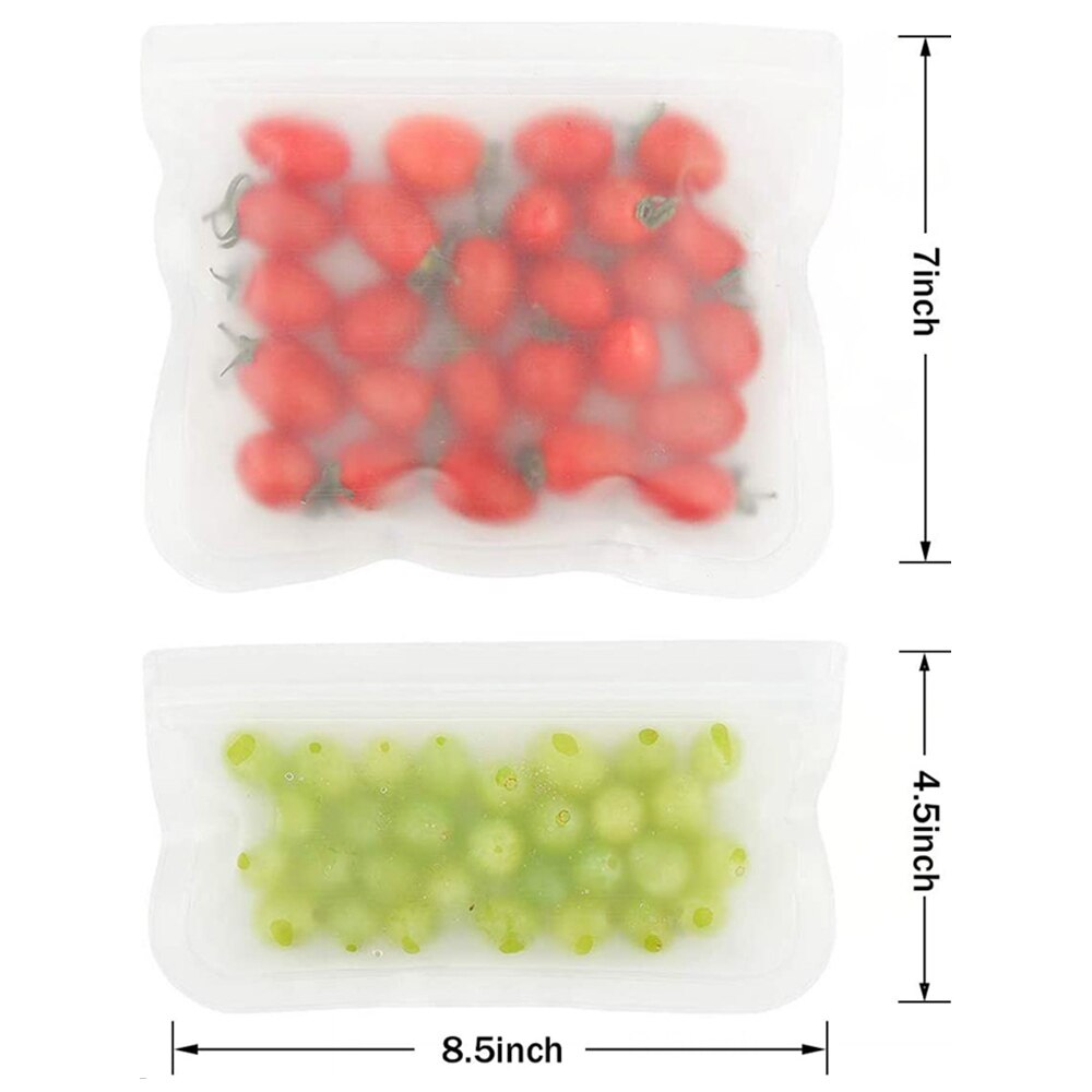 4PCS Silicone Reusable Zip Lock Top Leakproof Containers Kids Lunch Snacks /Sandwich/ Freezing Freezer Food bags Kitchen Storage