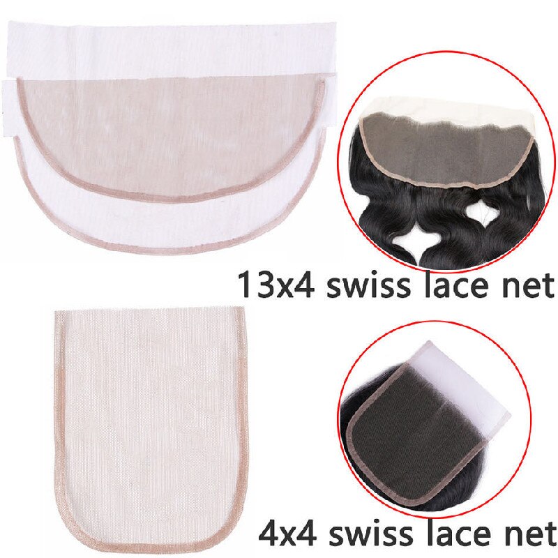 Lace Swiss Net Material，Lace Frontal Closure Base 13*4 and 4*4inch， Wig Making Accessories，for Making Frontal Closure Wigs