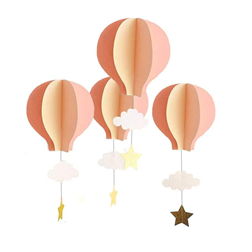4Pcs 3D Papier Hanger Hete Lucht Ballonnen Wolken Sterren Opknoping Ornamenten Voor Home Decor: Licht Groen