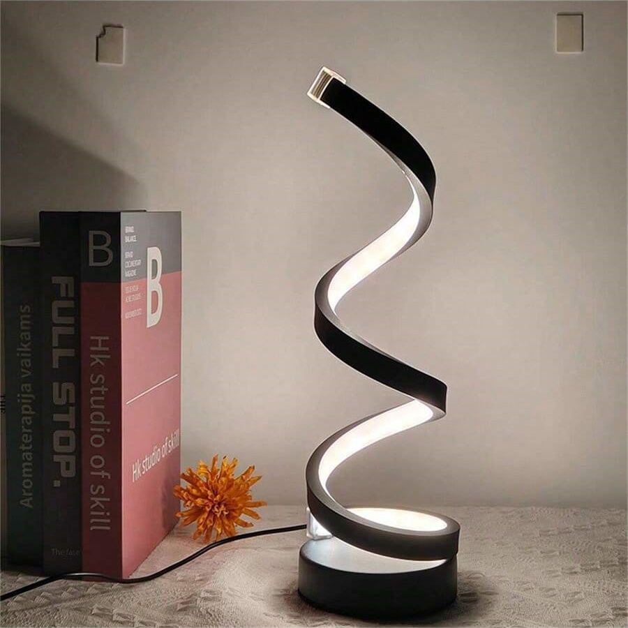 Lampada da comodino per camera da letto 1 pz - Alimentatore USB con luce tattile dimmerabile a 3 vie, lampada da comodino moderna e semplice a spirale dimmerabile