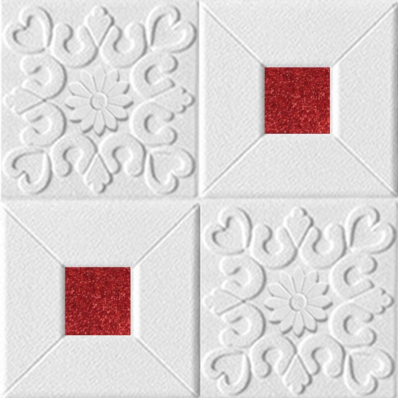 35*35cm 3D Wall Stickers Ceiling Panel Roof Decor Waterproof Self-Adhesive Foam Wallpaper Living Room Kitchen TV Backdrop: Red / 35x35cmx10pcs