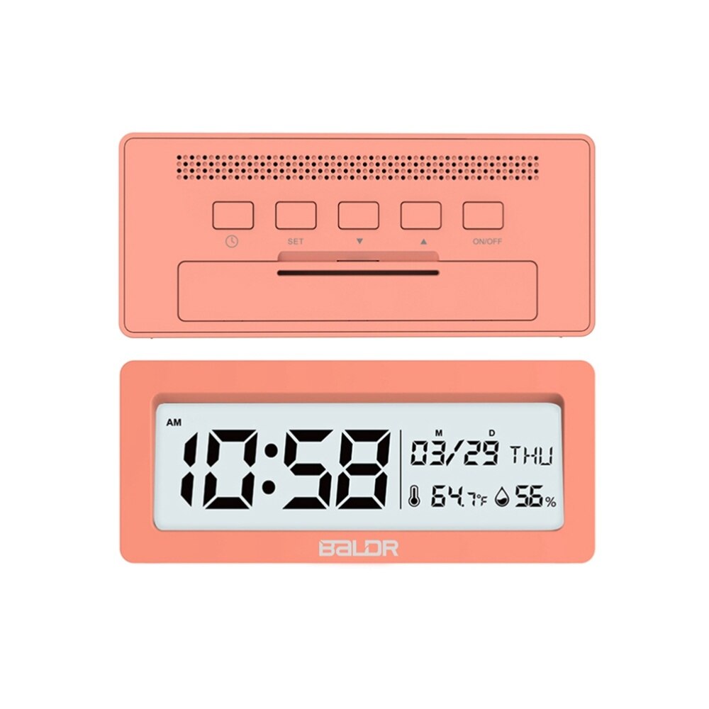 LCD Battery Powered Large Screen Display Digital Alarm Clock Battery Included(White)