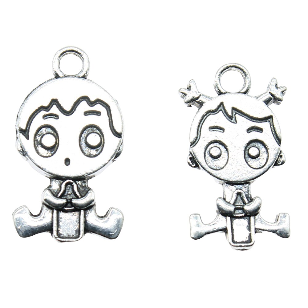 8pcs/lot Charms Baby Antique Silver Color Baby Boy Charms Pendants For Bracelets Girl Baby Charms