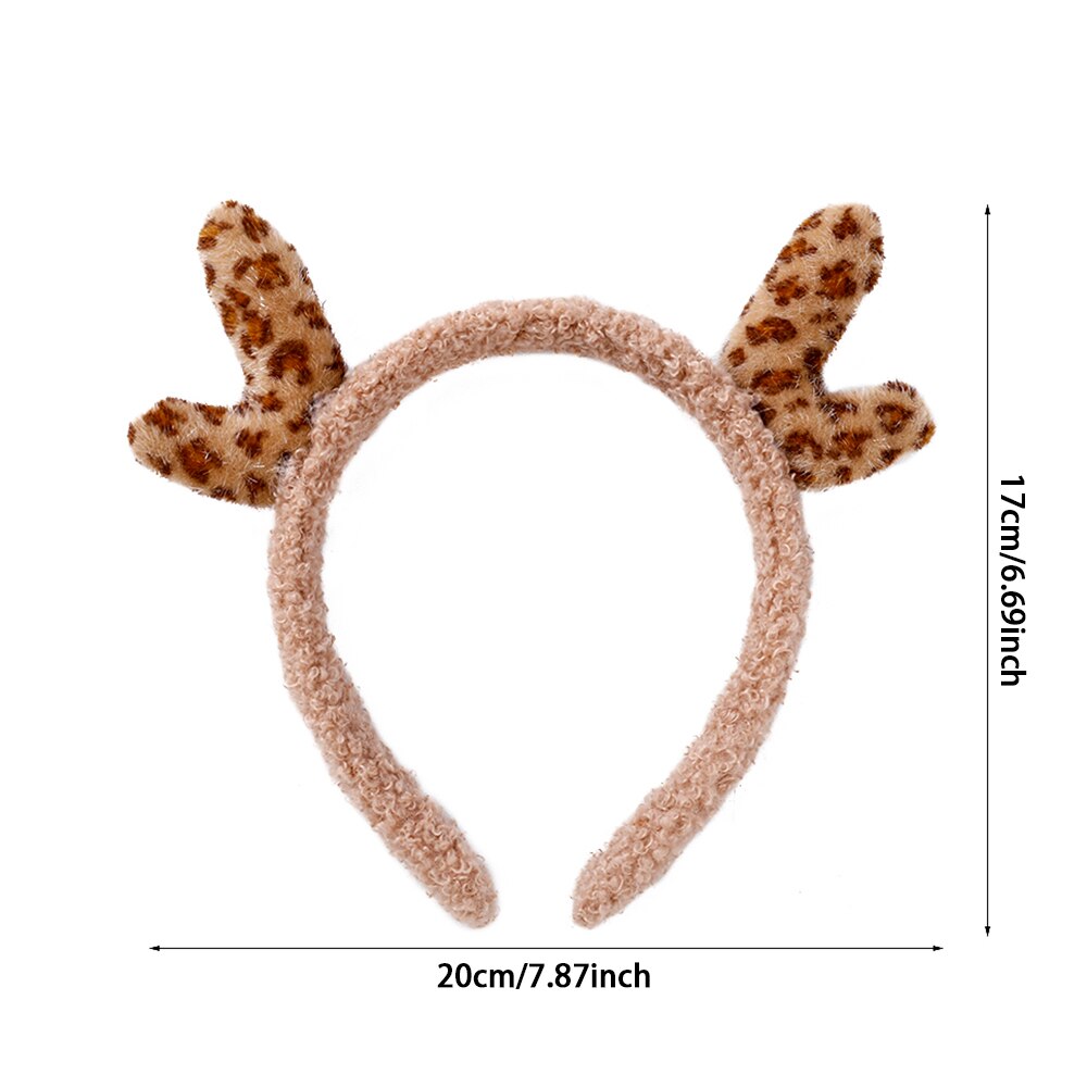 1pc Nette Plüsch Stirnband Elk Geweih Leopard Muster Geweih Stirnband Weihnachten Kopfschmuck Dekoration Mädchen Haar-accessoire: 1