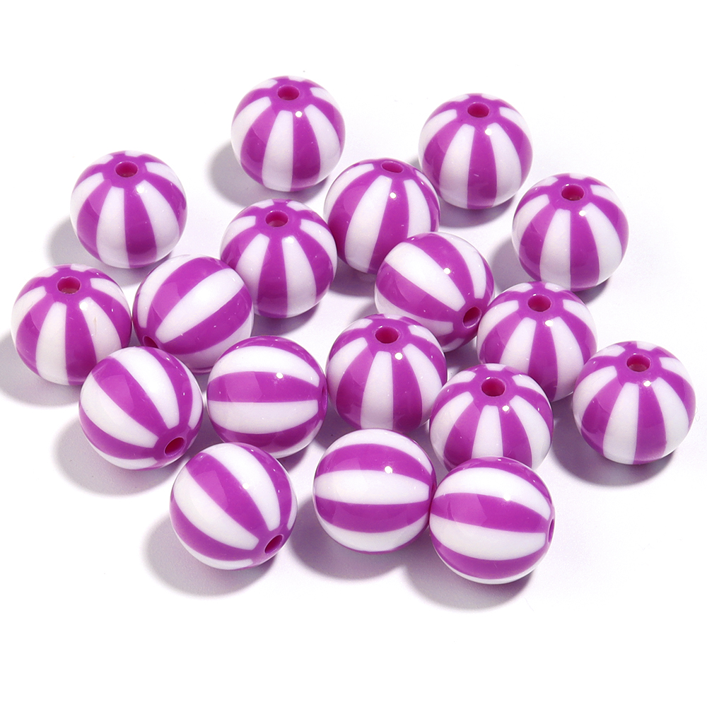 12mm 16mm 20mm akryl runde perler farvede stribede løse spacerperler til gør-det-selv håndlavede charms armbånd øreringe smykker fremstilling: Klar / Andet