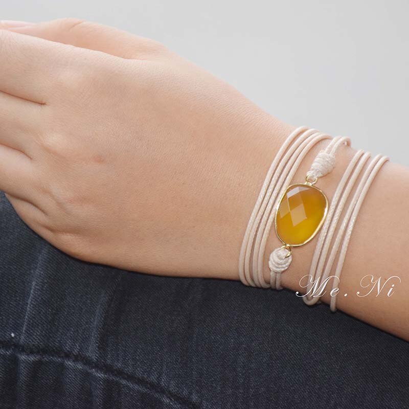 Bohemen Armband Vintage Non-Lederen Wrap Armband Halfedelsteen Armband