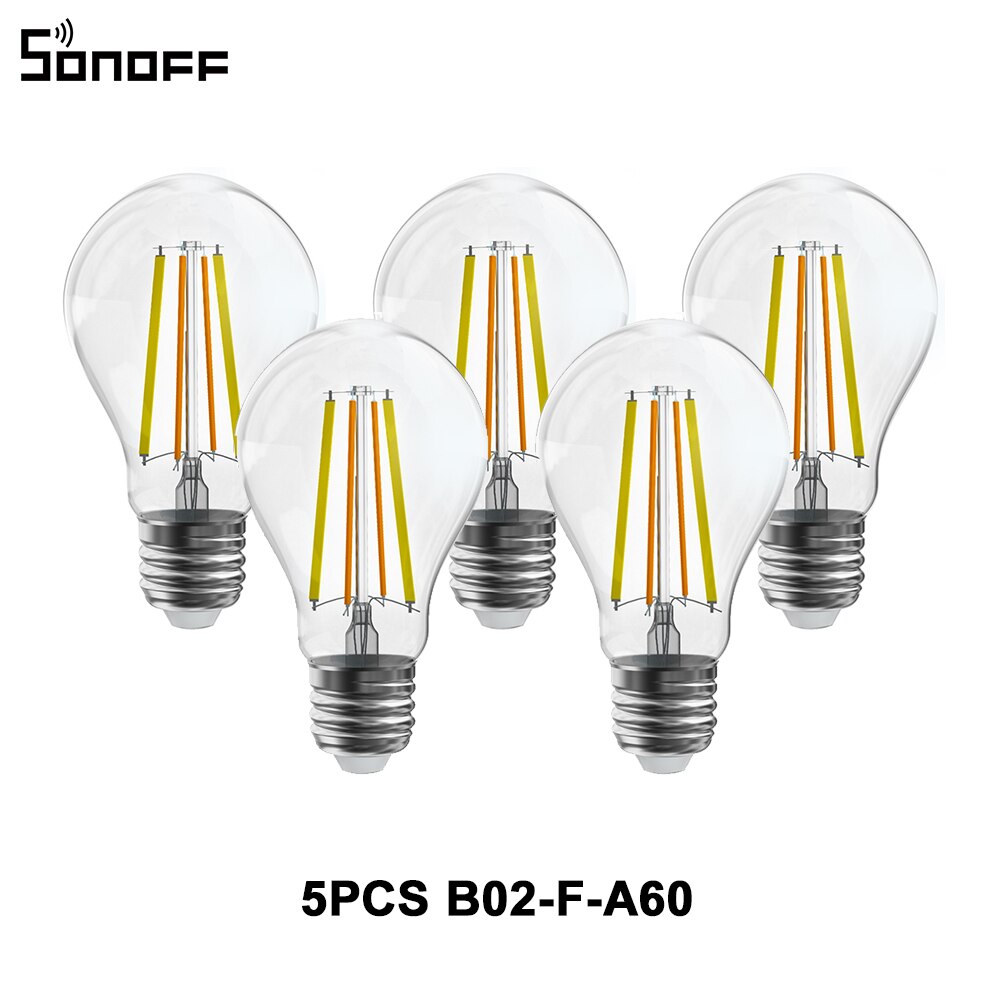 SONOFF B02-F Smart Wi-Fi Filament Led-lampe Vintage Stil Energiesparende Licht Dimmbare Voice Control über Alexa Google Hause: 5PCS B02-F-A60