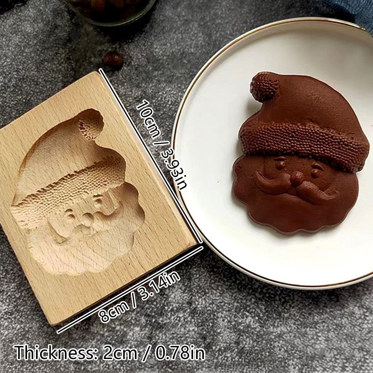 1 molde de madera para galletas de Navidad, patrones de animales, moldes para cortar galletas en relieve tallados en 3D, pájaro, oso, tigre, caballo, ardilla: Borgoña