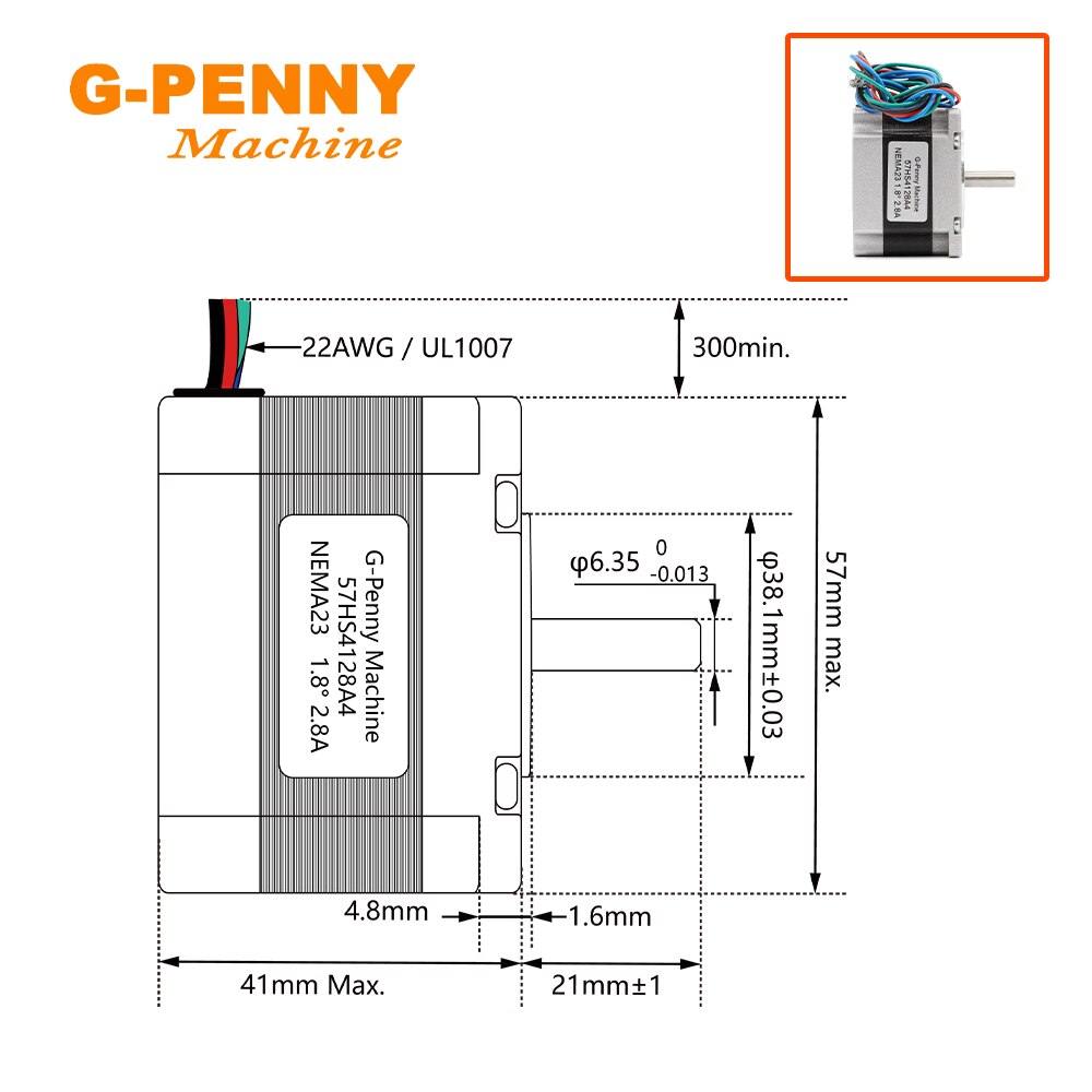 NEMA23 Stepper Motor 57HS4128A4 2.8A 0.55N.m 78Oz-in 4 Wires Hybird CNC Stepper motor For CNC machine 3D printer Stepper Motor