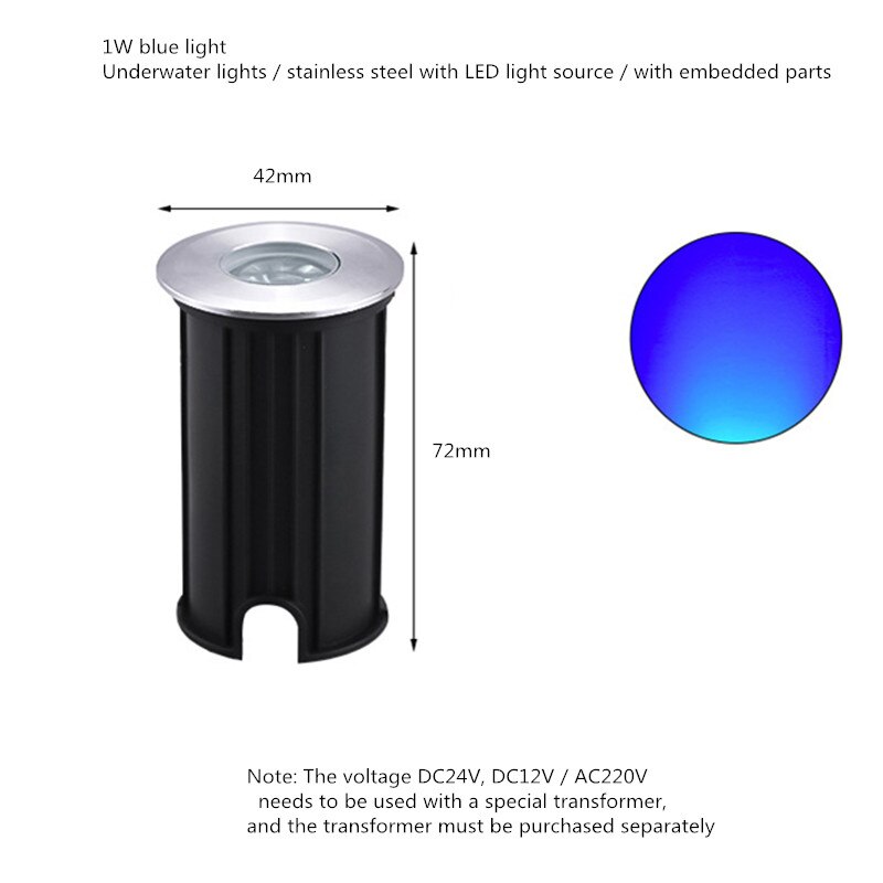 Ip68 led vedenalainen valo maanalainen lamppu led kansi valot puutarhavalo mini led spotti 12v vedenpitävä upotettu ulkona led spotti: Sininen / 1w dc12v