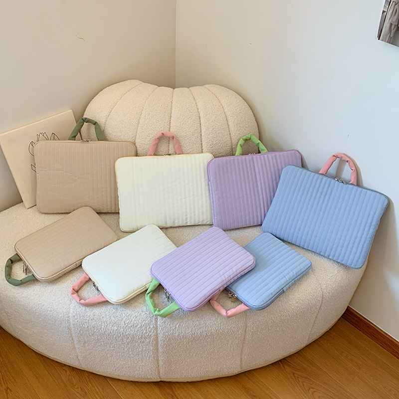 Portable Puffy Laptop Bag Cute 13 14,Inch Colorful Laptop Protective Pouch with Handle Soft Tablet Carry Case Laptop accessories
