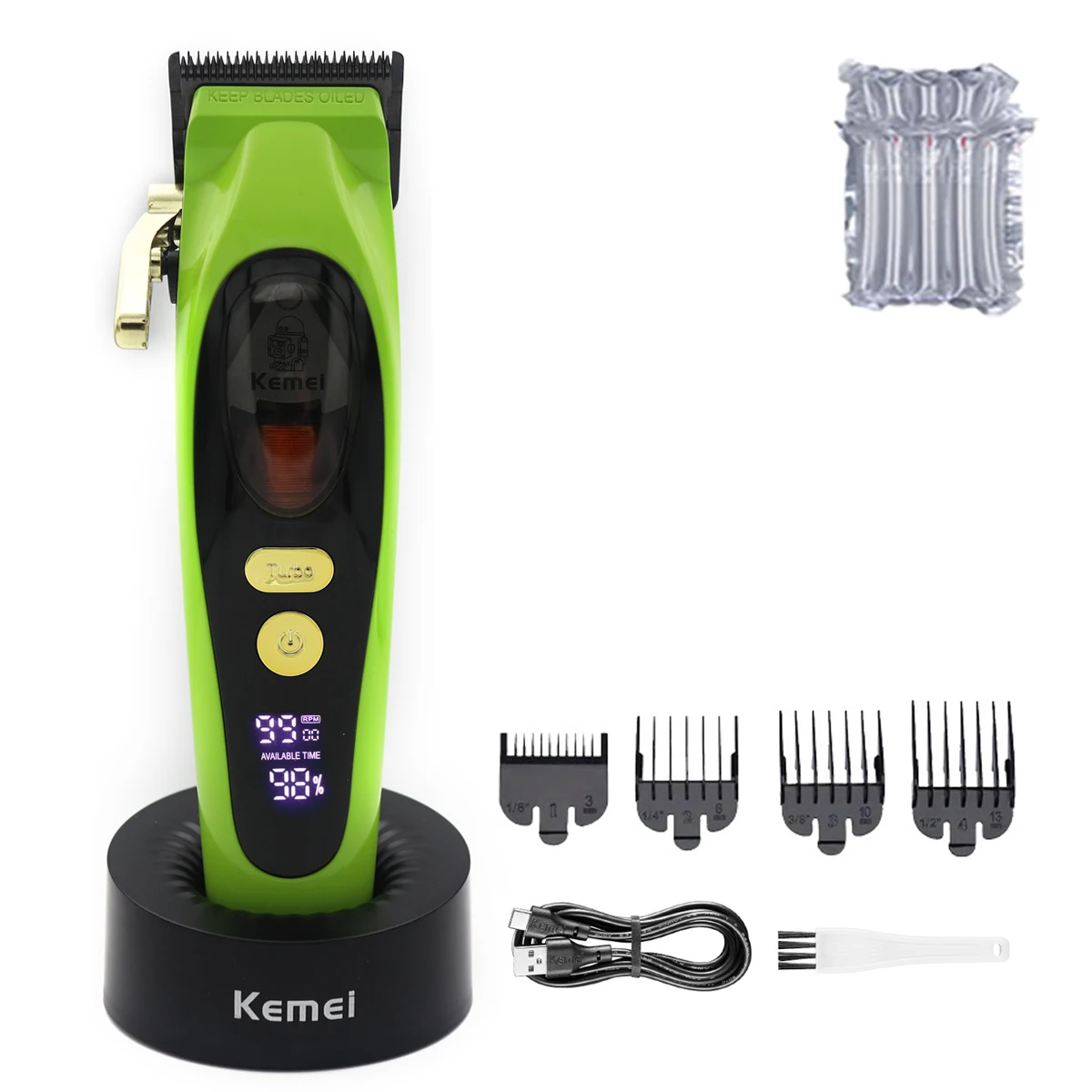 Hair Clipper Barber Kit Beard Hair Trimmer For Men Magnetic Motor Mower 9000 RPM Hair Cutting Machine Kemei 2035: Gold