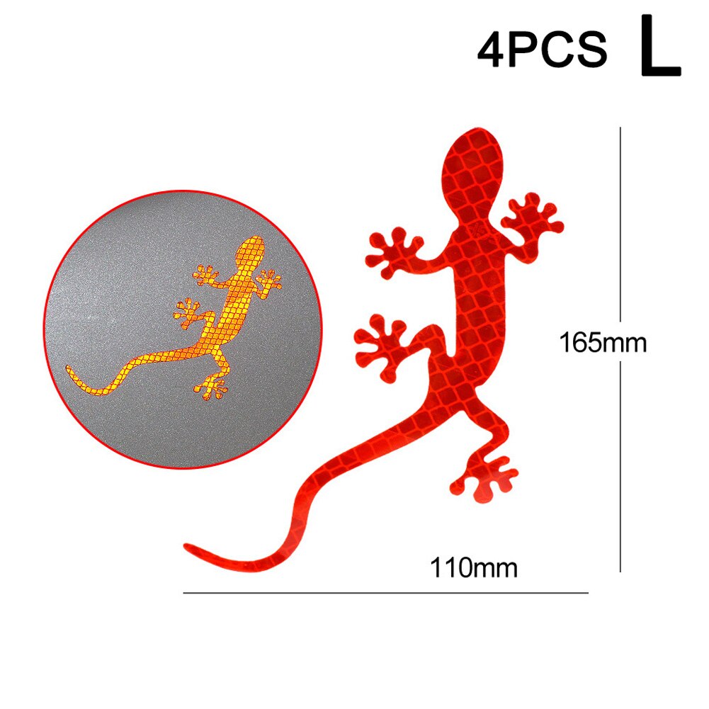 Auto Reflektierende Streifen Gecko Form Warnband Reflektor Aufkleber Decals Mark für Nacht Fahren B2Cshop: red  L  4pcs