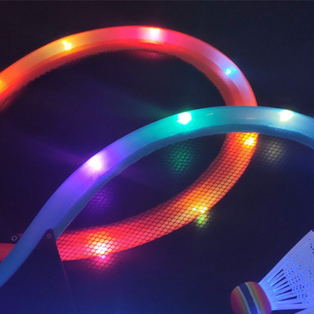 Luminous Badminton Racket Set Night Light Badmiton Ball with Racket Kit Light for Kids Chlidren Begginers Family