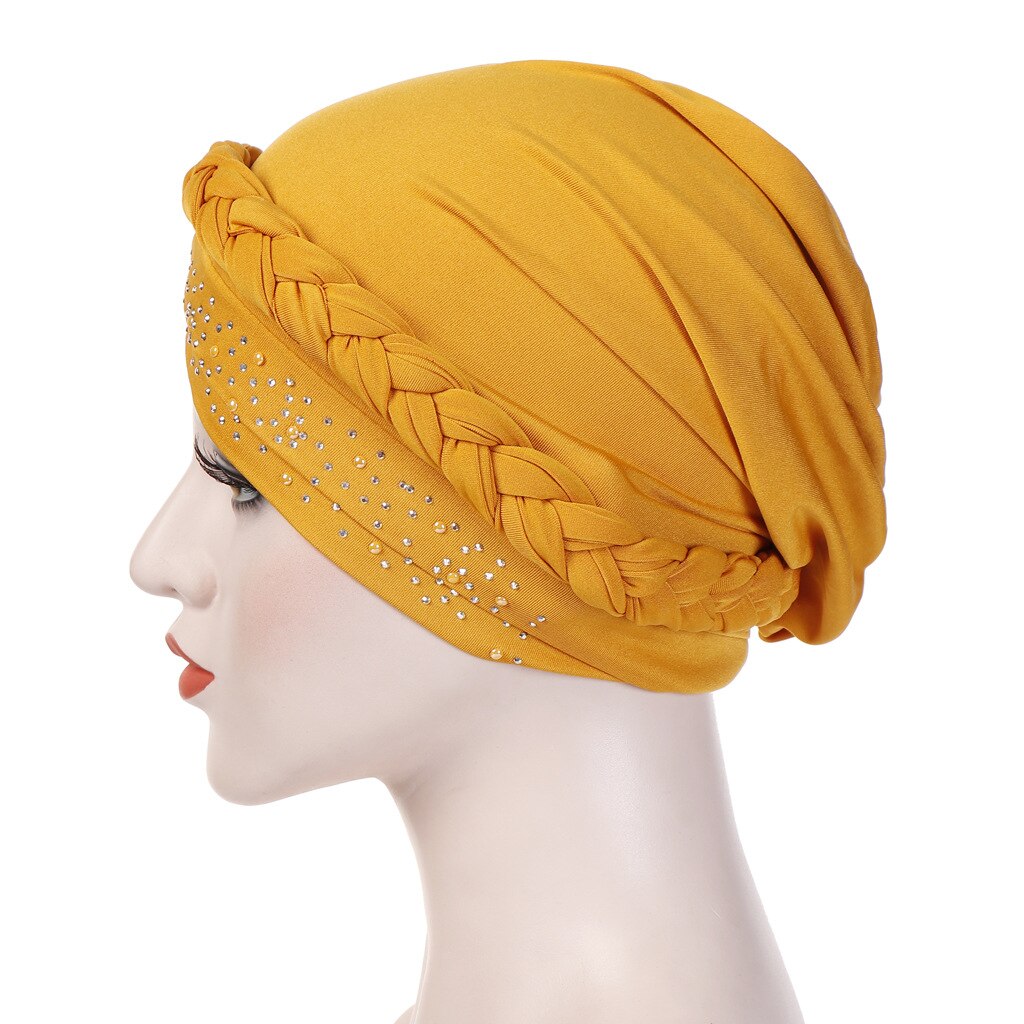 Bohemia Style Women Turban Hat Braid Knot Lady Head Scarf Hijab Muslim Inner Hijab for Women Hair Accessories Hair Loss