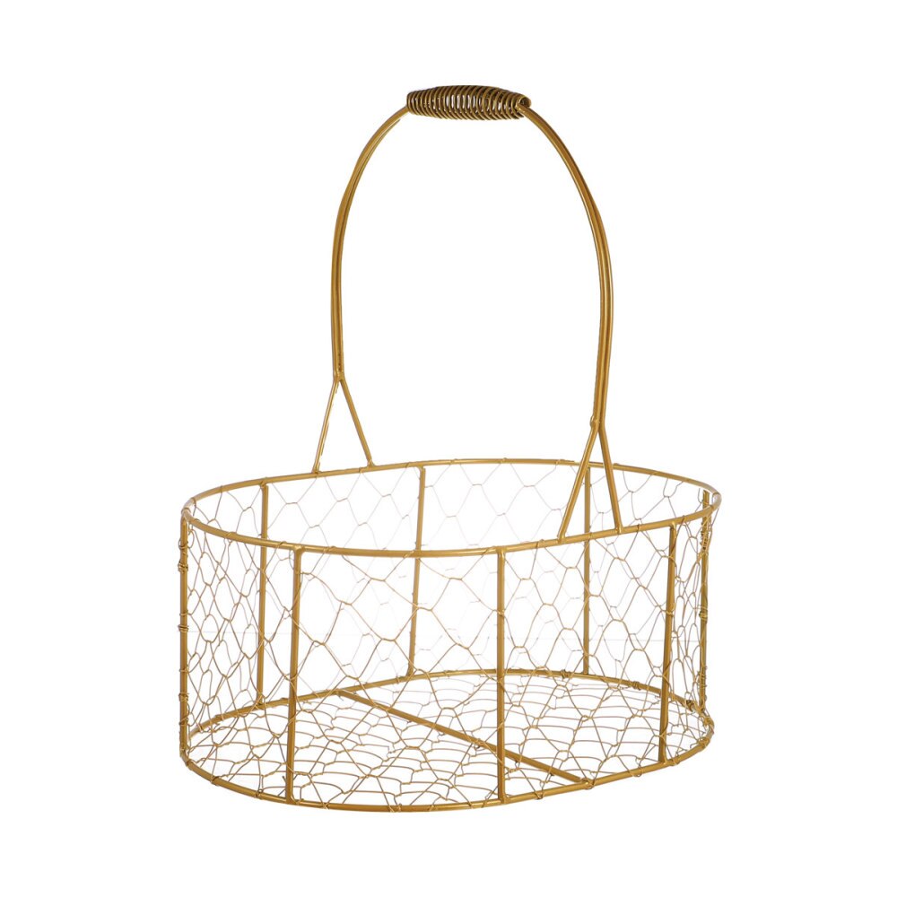 1Pc Woven Woven Box Exquisite Basket for Wedding (Golden, Round): Golden 1