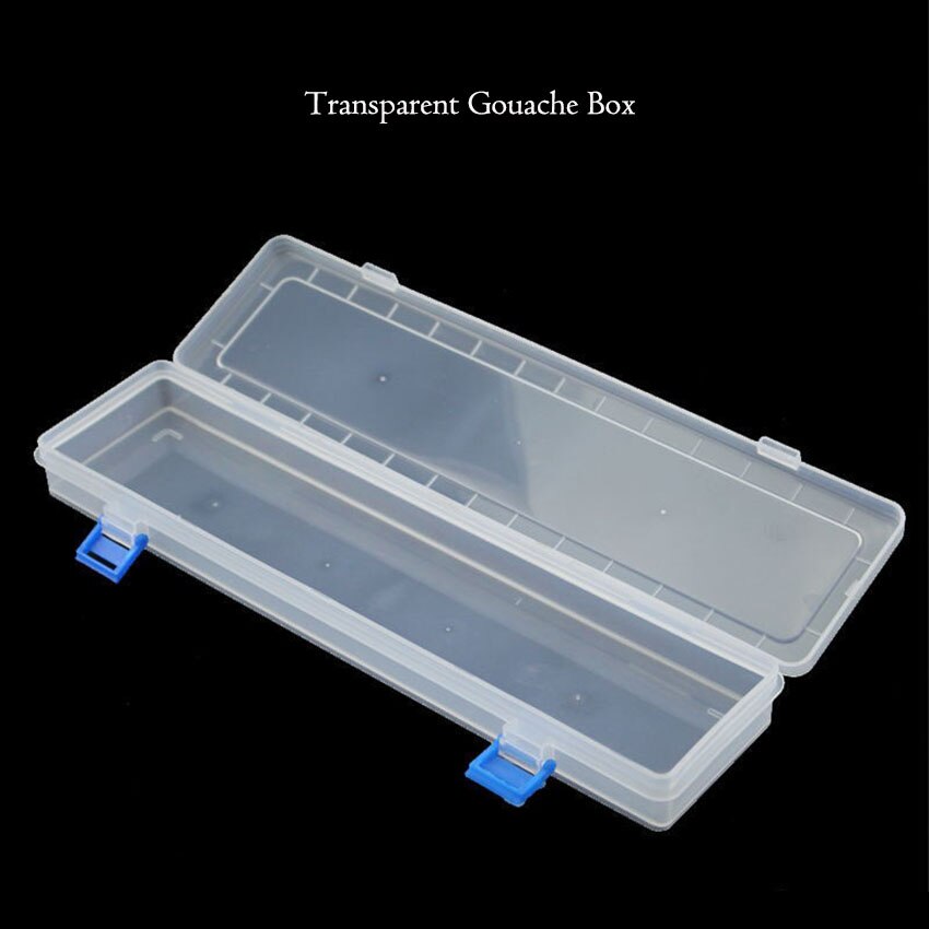 Plastic Transparante Gouache Box Storage Case Met Gesp Student Aquarel Borstel Organizer Pen Dozen Kantoorbenodigdheden Houders