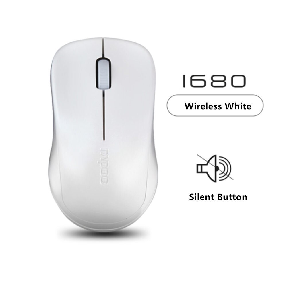 Rapoo – souris optique de jeu silencieuse sans fil, 1000 DPI, bouton muet, pour Macbook, PC, ordinateur portable: WHITE