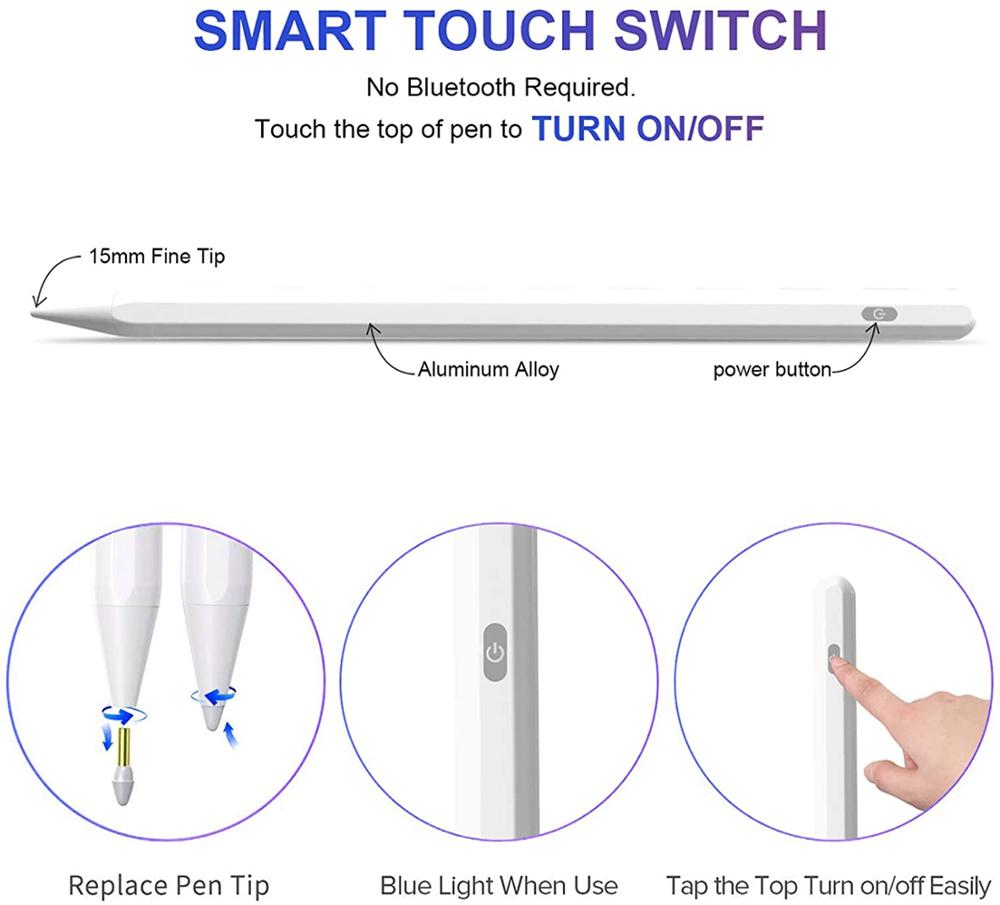För apple ipad penna till ipad 10.2 7th 8th generation air 3 10.5 air 4 10.9 pro 11 12.9 stylus penna palmavstötning