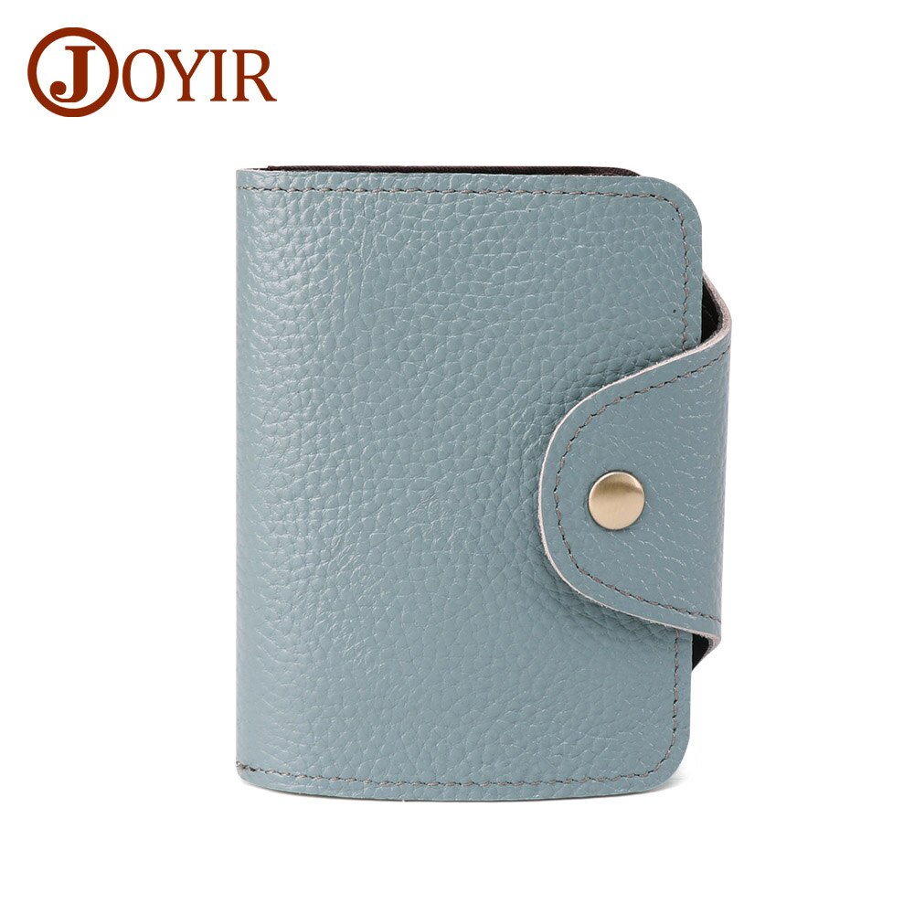 JOYIR Echtem Leder Rindsleder Kreditkarte Halter Männer Frauen Rfid Brieftasche Business 12 Bits Karte Fall Geldbörse Unisex Karte Id halter: Light Blue