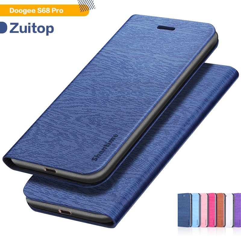 Houtnerf PU Lederen Telefoon Case Voor Doogee S68 Pro Flip Case Voor Doogee S68 Pro Business Wallet Case Zachte silicone Cover
