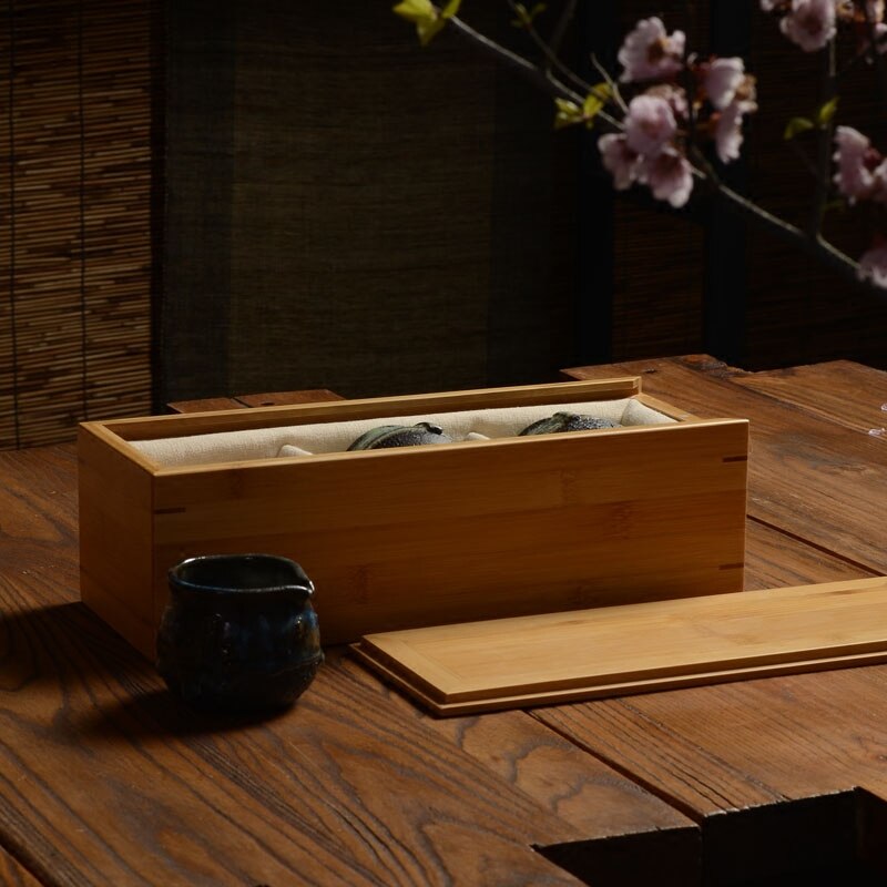 Natural Bamboo Organizer Craft Jewelry Case Holder rectangular book roll box