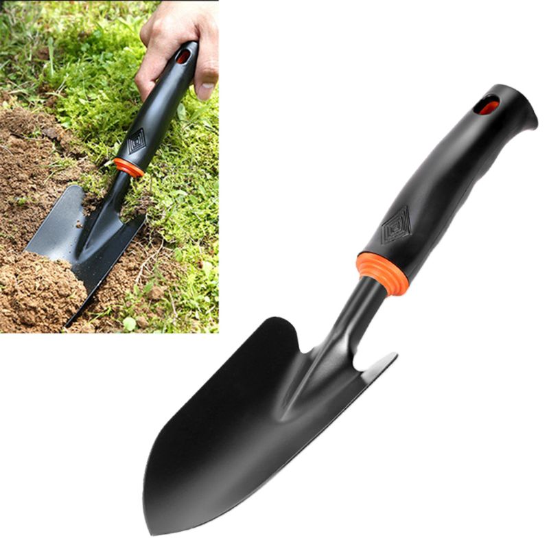 Pala portátil de jardín puntiaguda pala multipropósito duro de acero al carbono mango plástico excavación paleta bonsái hogar