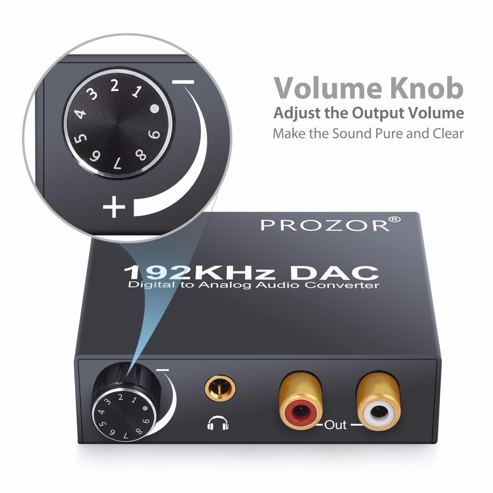 192kHz DAC Converter Digital Optical Koaxial Toslink zu Analog L/R RCA 3,5mm Jack Audio Konverter Adapter mit Volumen Control