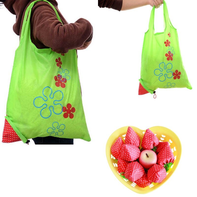 8 farben Eco Große Erdbeere Resuable Nylon Faltbare Lebensmittel Gemüse Obst Tasche Einzelhandel Einkaufstasche