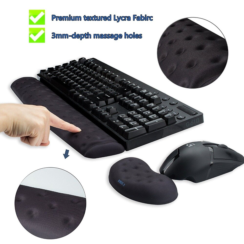 Almofada da almofada do apoio do descanso do pulso do rato & do teclado da ergonomia da espuma da memória de brila para o trabalho de escritório e o jogo de computador, alívio da dor do pulso