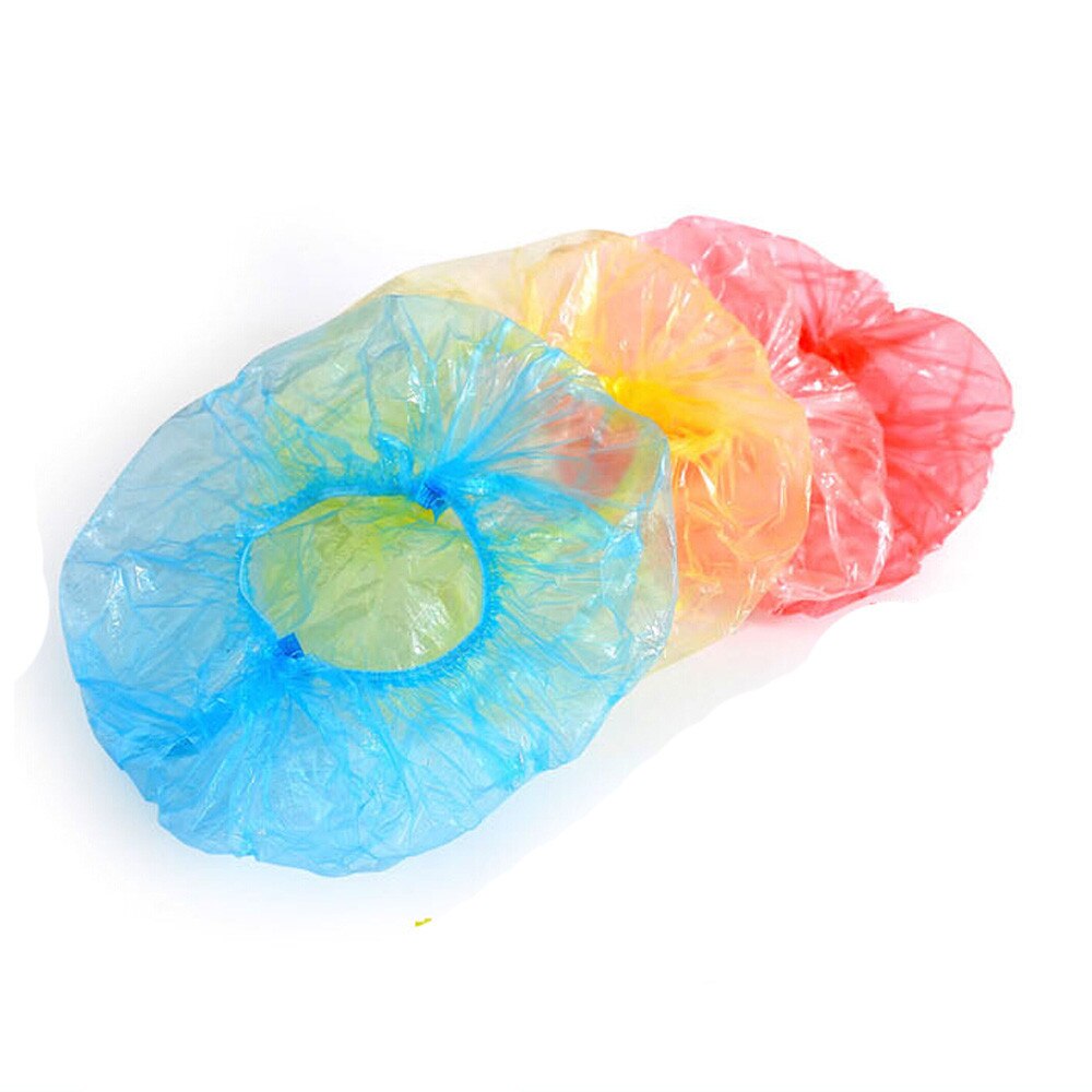 100 Stuks Wegwerp Bad Caps Elastische Transparante Plastic Voor Spa Kapsalon Thuis Hotel Vrouwen Douche Clear Eenmalige