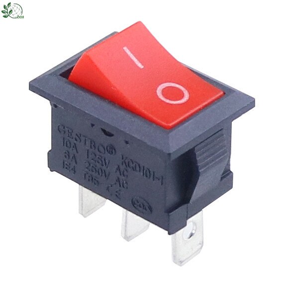 ! 1 Pcs Spdt Mini Black 3 Pin Rocker Switch Ac 6A/250V 10A/125V KCD1: 3PIN RED ON OFF