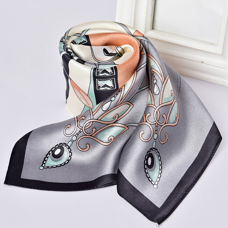 Silke firkantet tørklæde til kvinder print bandana naturlig silke tørklæde tørklæde lille suqare silketørklæde hår tørklæder 65 x 65cm