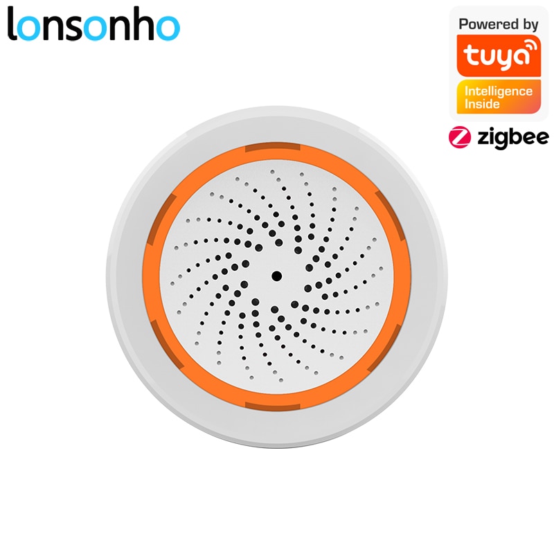 Lonsonho tuya zigbee sirene temperatur fugtighedssensor 3 in 1 alarm sirene lydsystem smart hjem sikkerhed alarm hjemme automatisering