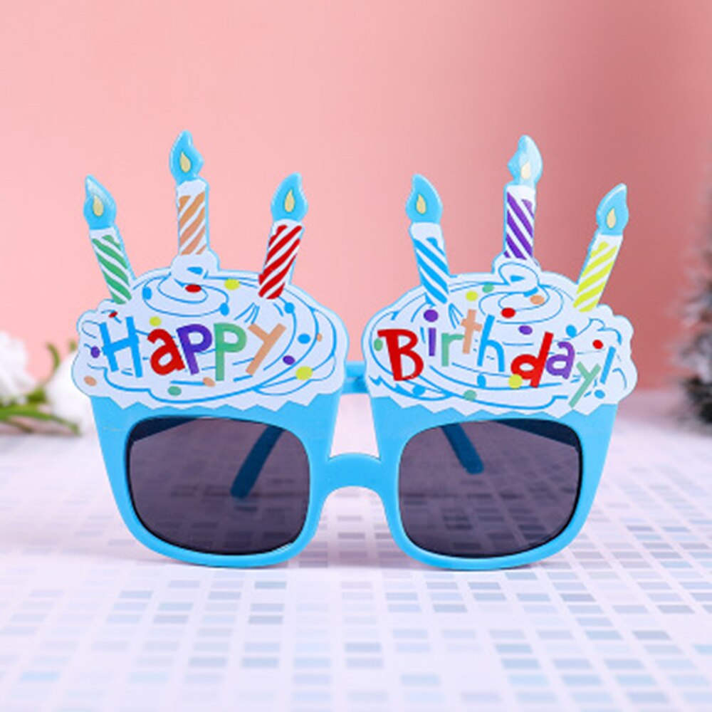 HATOSTEPED happy Birthday Party Eyeglasses Funny Eyewear Photo Props Happy Birthday Cream Cake Glasses Novelty Decoration: Blue