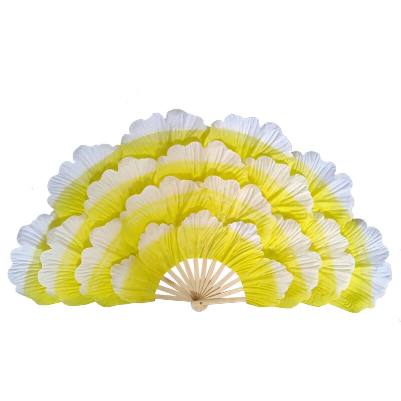 Pivoine fleur ventilateur scène performance ventilateur handfan double face grand fleur pétales ventilateur groupe danse performance accessoire: Yellow