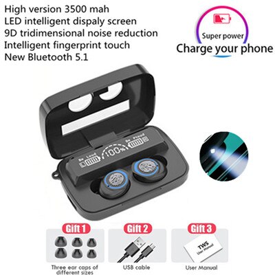 TWS Bluetooth 5.1 Earphones 3500mAh Charging Box Wireless Headphone 9D Stereo Sports Waterproof Earbuds Headsets With Microphone: 7A