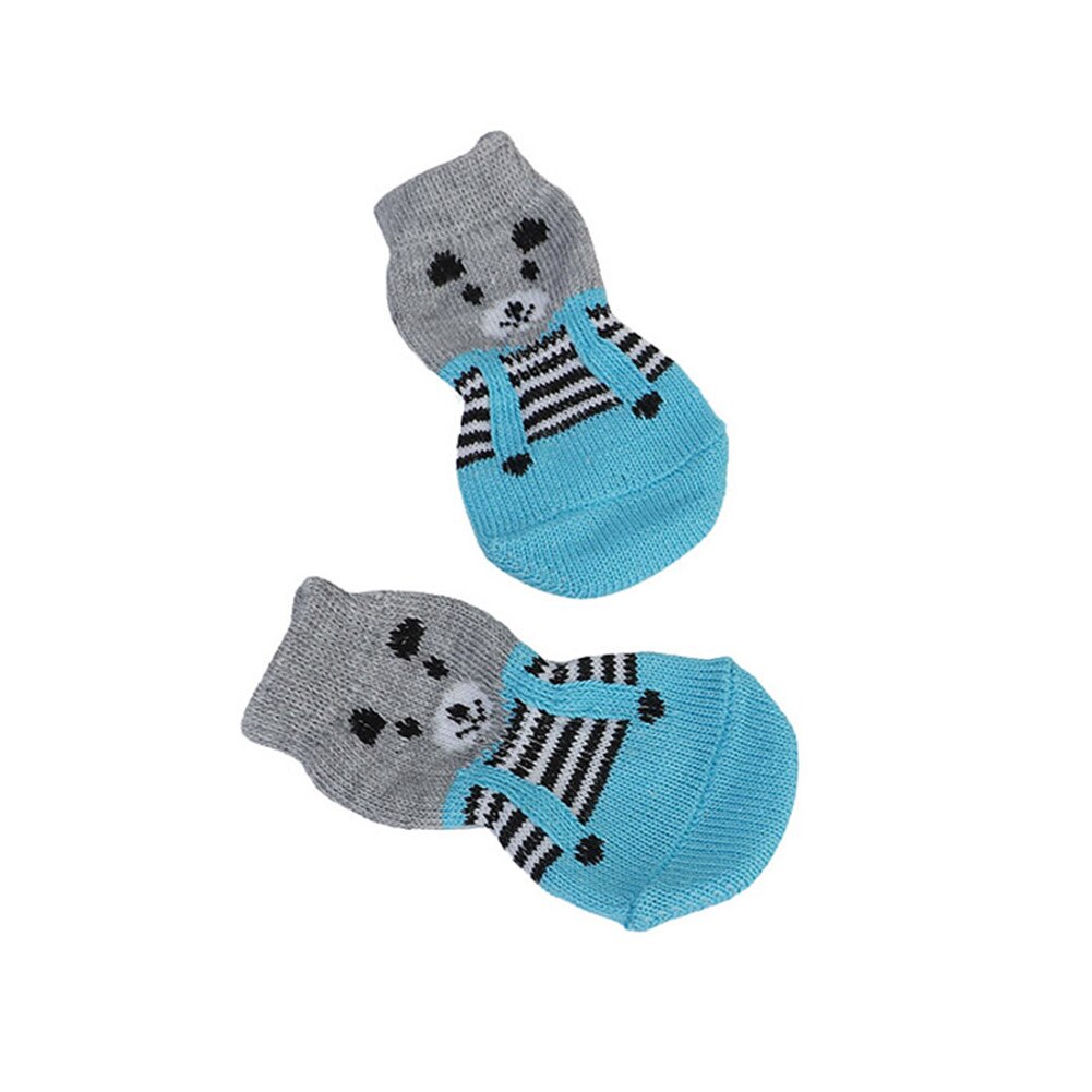 Hoge 4 Pcs Pet Puppy Hond Sokken Anti-Slip Breien Ademende Elasticiteit Warme Winter Indoor LG66: Grey / L