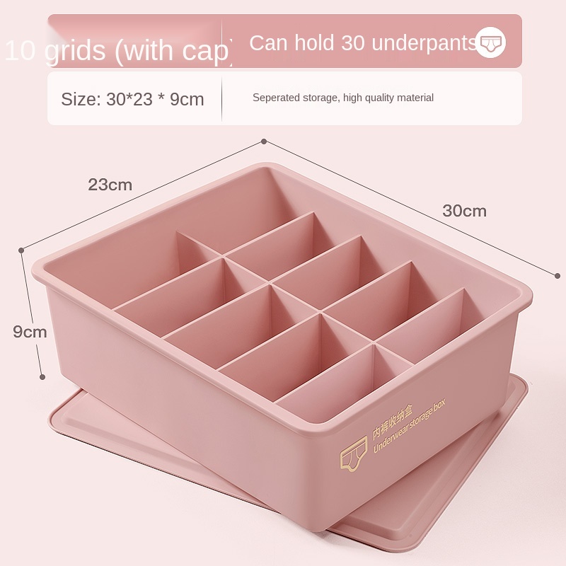 Underwear Storage Box Household Drawer Wardrobe Compartment Artifact Socks Panties Three-in-one Storage Box Shorts storage box: Pink 10 grid