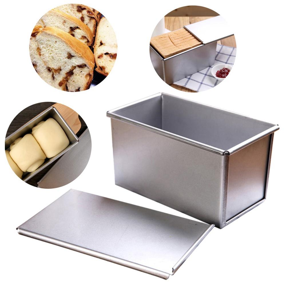 Toast Bread Box Nonstick Rectangular Aluminum Plate Loaf Bread Cake Pan Tin with Cover Toast Molds DIY Eco-Friendly Kitchen Tool