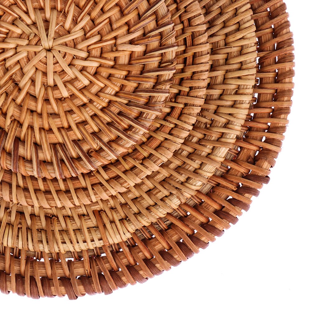 Ronde Natuurlijke Rotan Isolatie Onderzetters Cup Mats Bowl Pad Handgemaakte Placemats Keuken Decoratie Accessoires