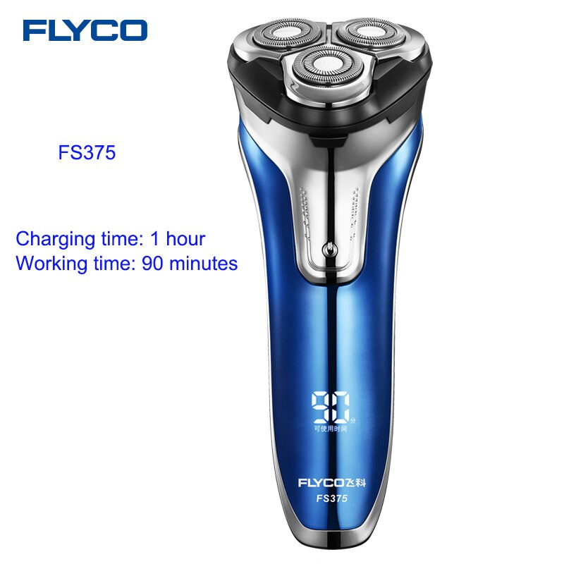 FLYCO FS375 Elektrische Rasierer Nass Trocken Dreh Gestochen Wiederaufladbare Rasieren Maschine Pop-hoch Trimmer LED Ladung Anzeige für Männer