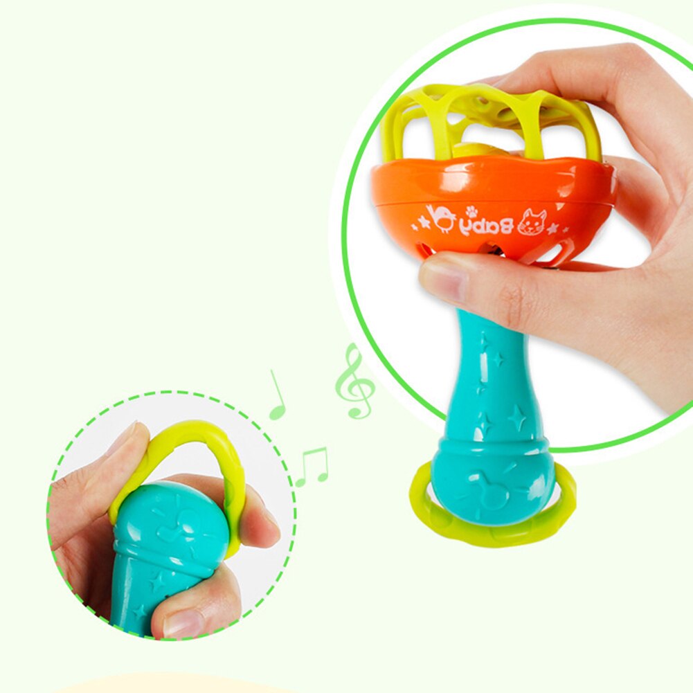 Newborn Baby Teether Rattle Toy Baby Intelligence Grasping Gums Hand Bell Sound Funny Birthday For 0-1 Year Baby