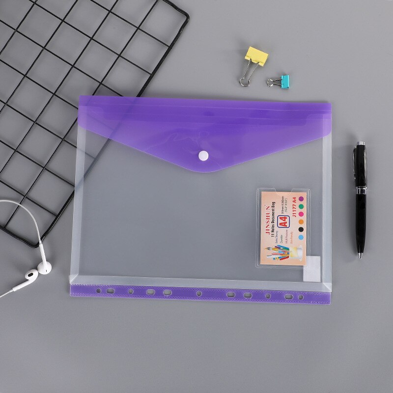 6pcs Poly Envelope Folder For A4 Document Organizer Transparent Waterproof File Bag with Snap Button Closure Pouch School Office