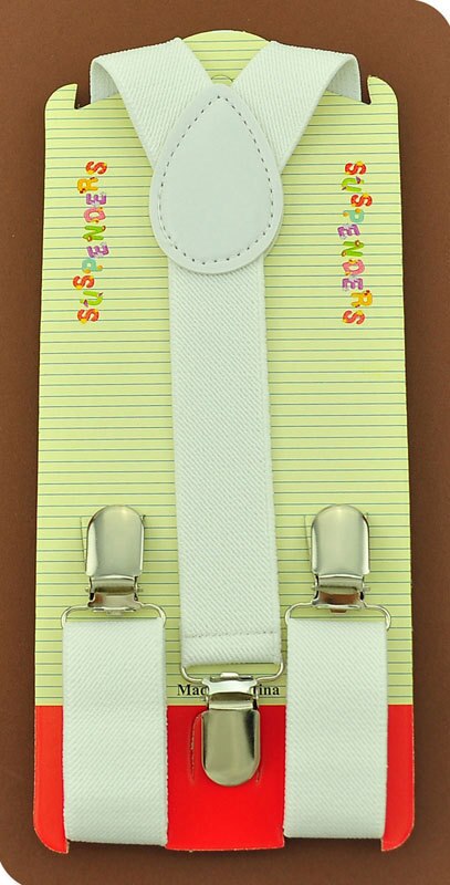 -KIDS Bretels 2.5 cm x 65 cm 36 kleuren Mix JONGENS/MEISJES Bretel Elastische Bretels slim Jarretelle Y-back Bretels: White