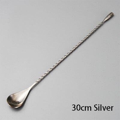 1Pce Stainless Steel Bar Tools Thread Teardrop Frosted Bar Spoons Drink Mixing Spoons Bartender Tools Cocktail Spoon Stirrer: 30cm Silver