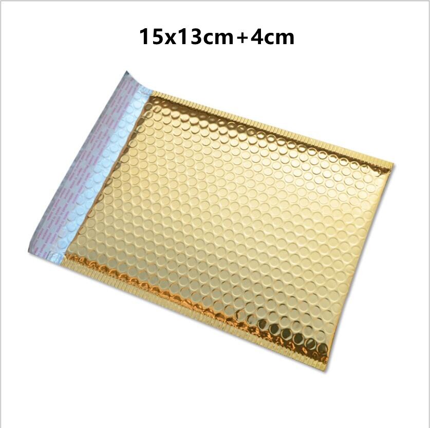 50pcs Rose Gold Poly Bubble Mailer Envelopes Aluminum Foil Padded Envelopes Self Seal Bubble Mailer Bags: gold 15x13cm