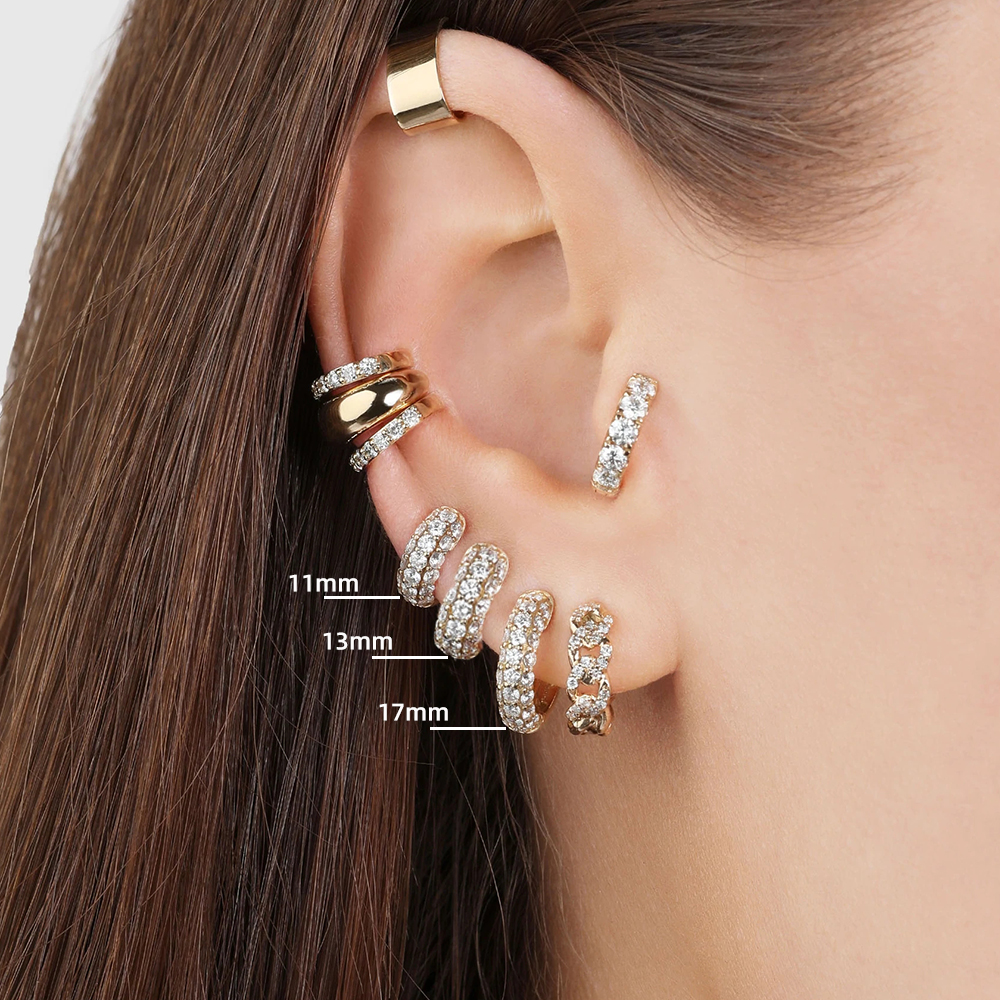 Pendientes Huggie chapados en oro con circonita CZ, aros finos para las orejas, pendiente de cartílago para mujer, pendiente redondo minimalista, joyería Piercing