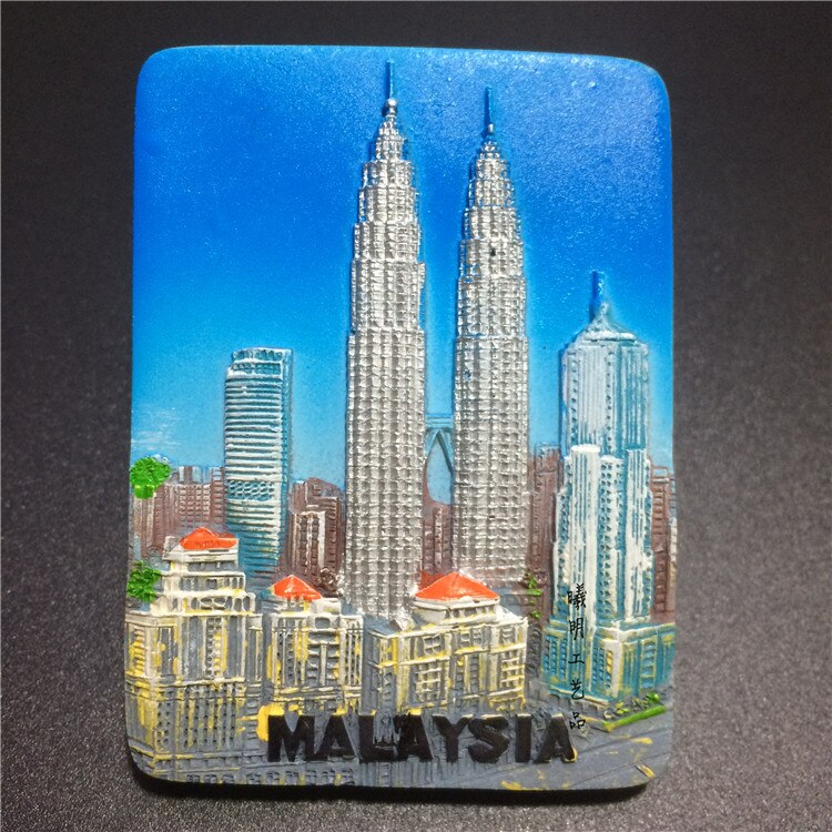 Malaysia 3D Fridge Magnet Tourist Souvenirs Kuala Lumpur Petronas Twin Towers Decorative Refrigerator Magnetic Sticker